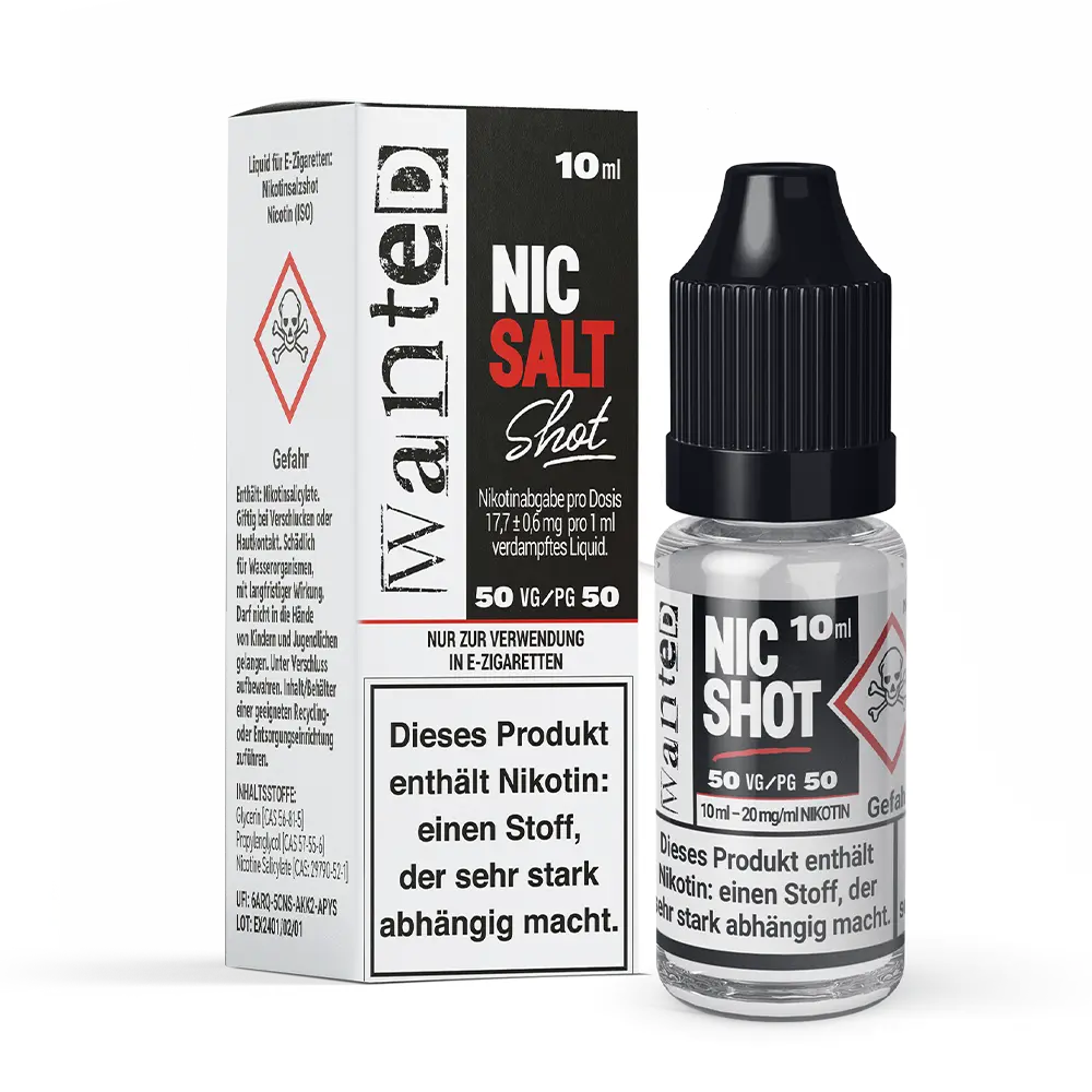 Wanted Salz Shot 50/50 20mg/ml 10ml 