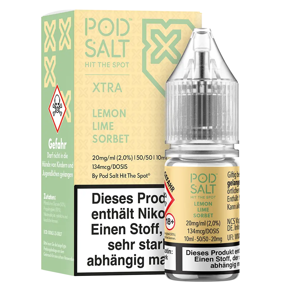 Pod Salt Xtra Lemon Lime Sorbet - 20mg Nikotinsalz Liquid 10ml