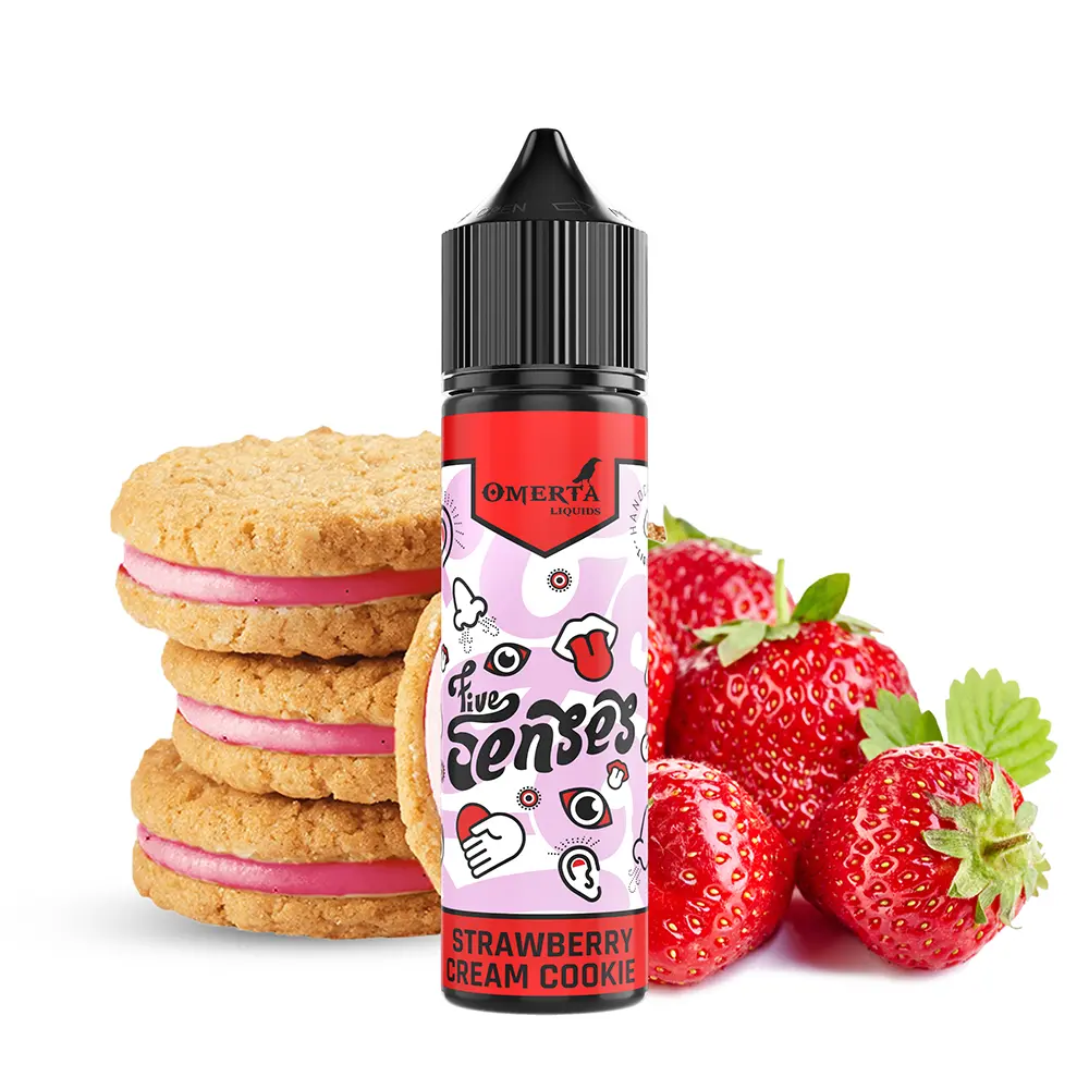 Omerta Longfill - 5Senses Strawberry Cream Cookies - 15ml in 60ml Flasche 