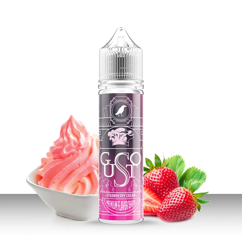 Omerta Longfill - Gusto Strawberry Cream - 10ml Aroma in 60ml Flasche 