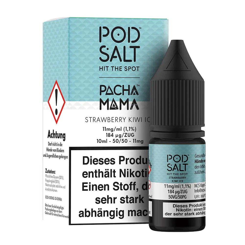 Pod Salt Fusion - Strawberry Kiwi Ice - 10ml Liquid 11mg Nikotinsalz 