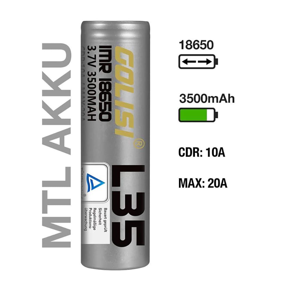 Golisi L35 Akku 18650 3500mAh/10A