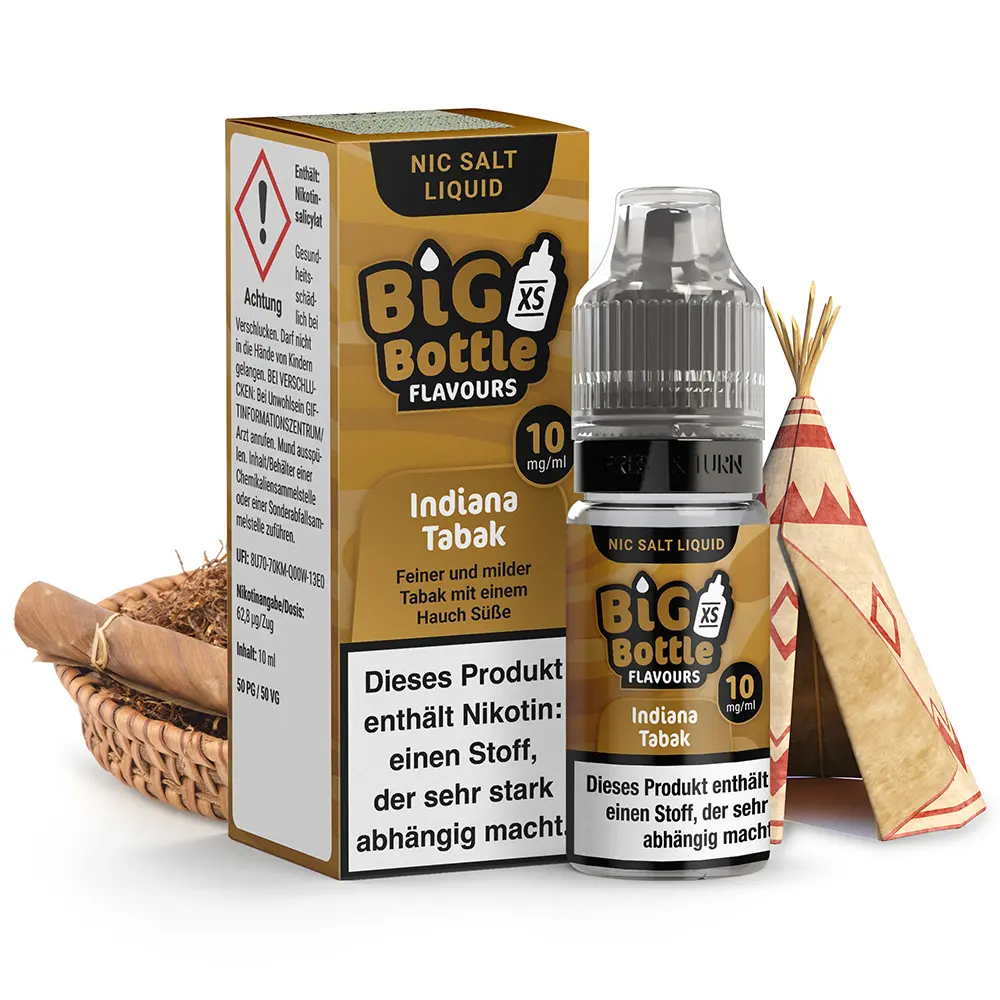 Big Bottle Flavours - Indiana Tabak - 10ml 10mg Nikotinsalz  