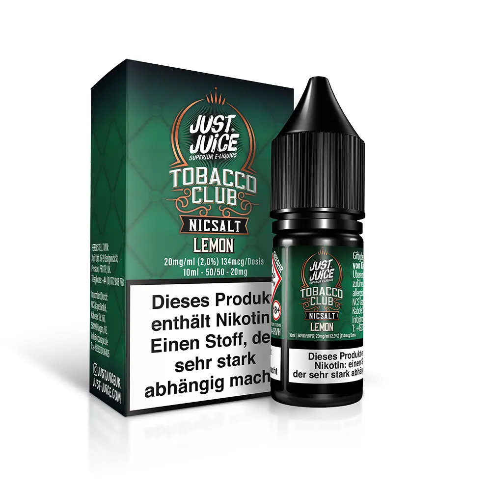 Just Juice Nikotinsalz - Tobacco Club Lemon - 10ml 20mg 