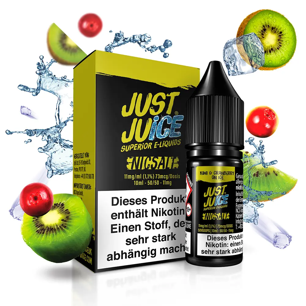 Just Juice Nikotinsalz - Kiwi & Cranberry ON ICE - 10ml 11mg 