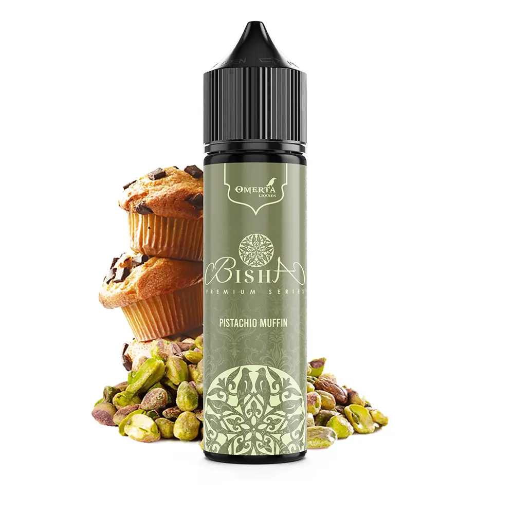 Omerta Longfill - Bisha Pistachio Muffin - 10ml Aroma in 60ml Flasche 