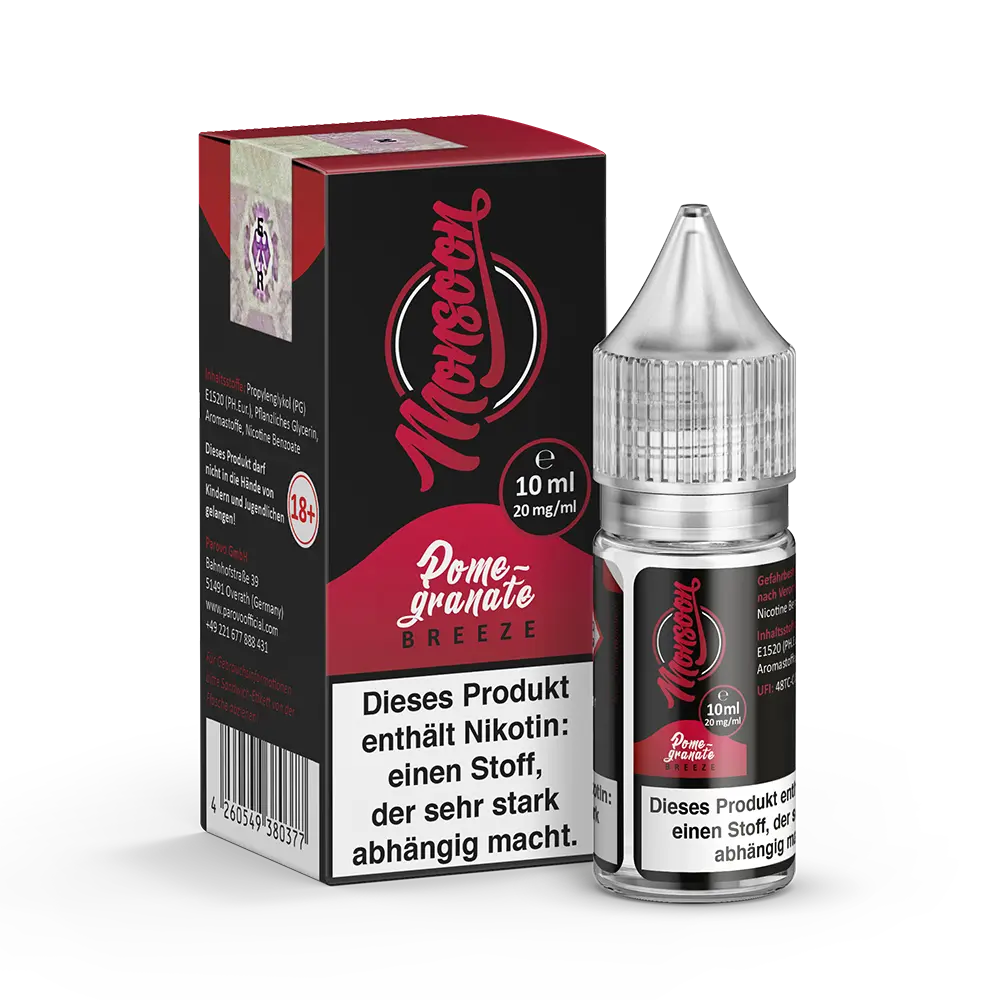 Monsoon Pomegranate Breeze 10ml Nic Salt Liquid 20mg 