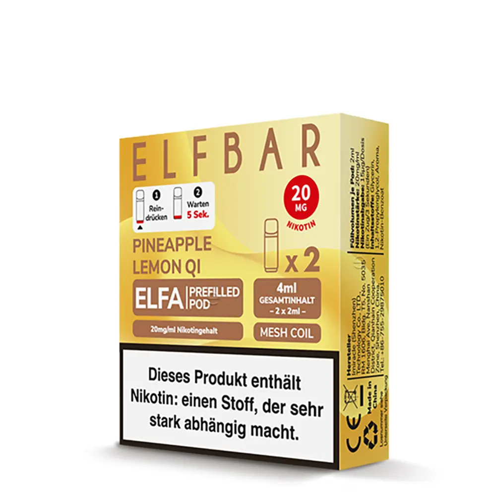 Elfbar Elfa Einweg Pod - Pineapple Lemon Qi - 20mg Nikotinsalz 2ml 