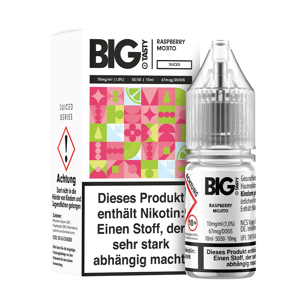 Big Tasty - Raspberry Mojito - 10mg 10ml Nikotinsalz Overdosed Liquid 