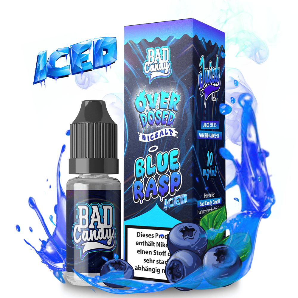 Bad Candy Nikotinsalz - Blue Rasp Iced - Overdosed 10ml Liquid 20mg 