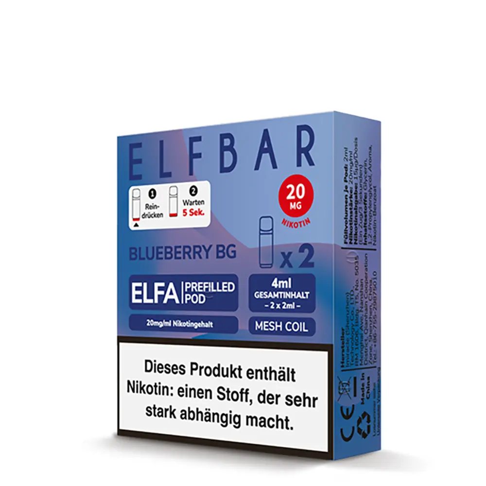 Elfbar Elfa Einweg Pod - Blueberry BG - 20mg Nikotinsalz 2ml 