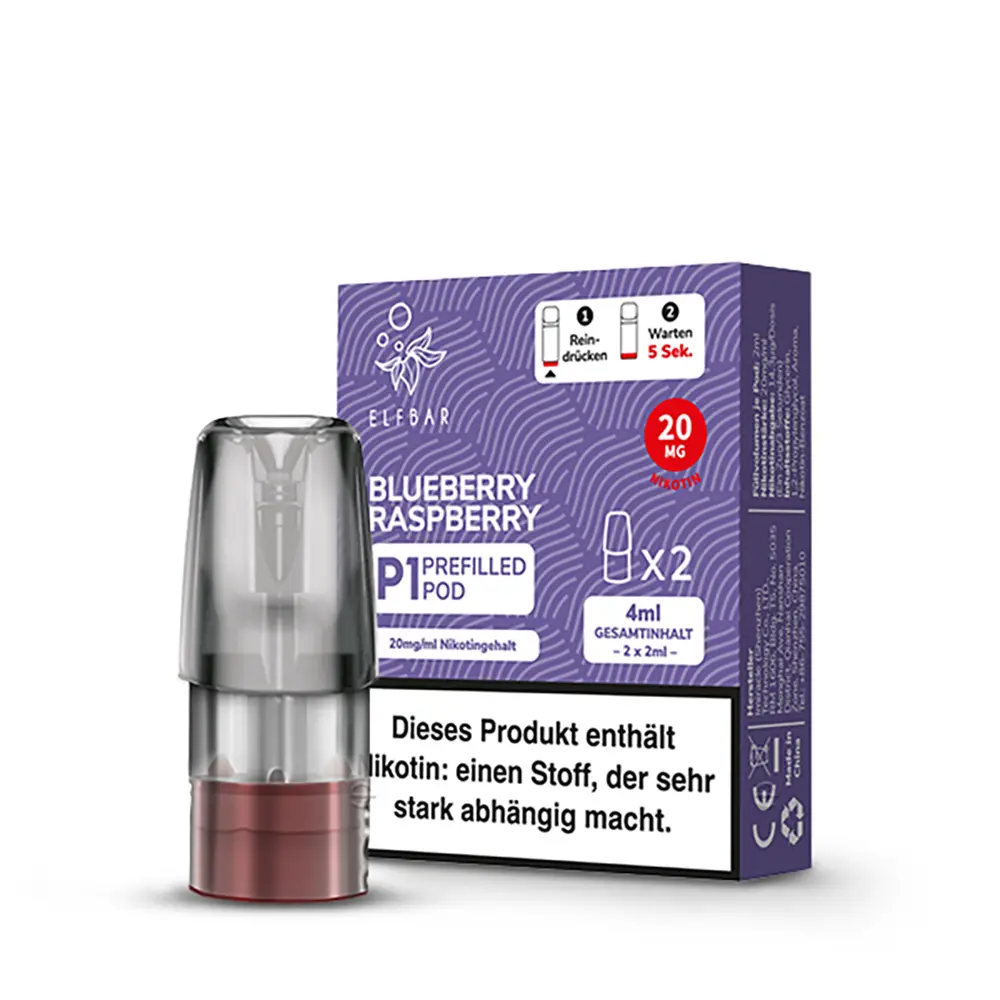 Elfbar Mate500 Einweg P1 Pod - Blueberry Raspberry - 20mg Nikotinsalz 2ml 