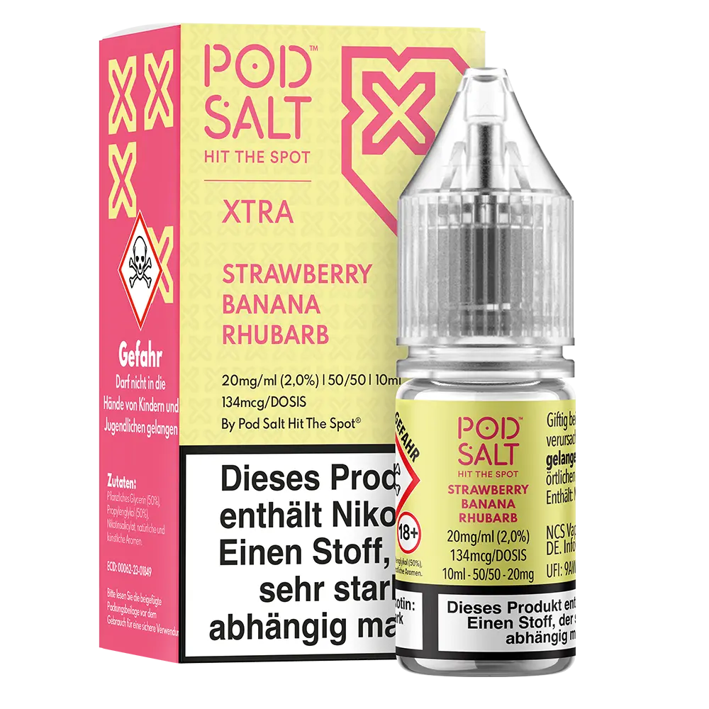 Pod Salt Xtra Strawberry Banana Rhubarb - 20mg Nikotinsalz Liquid 10ml