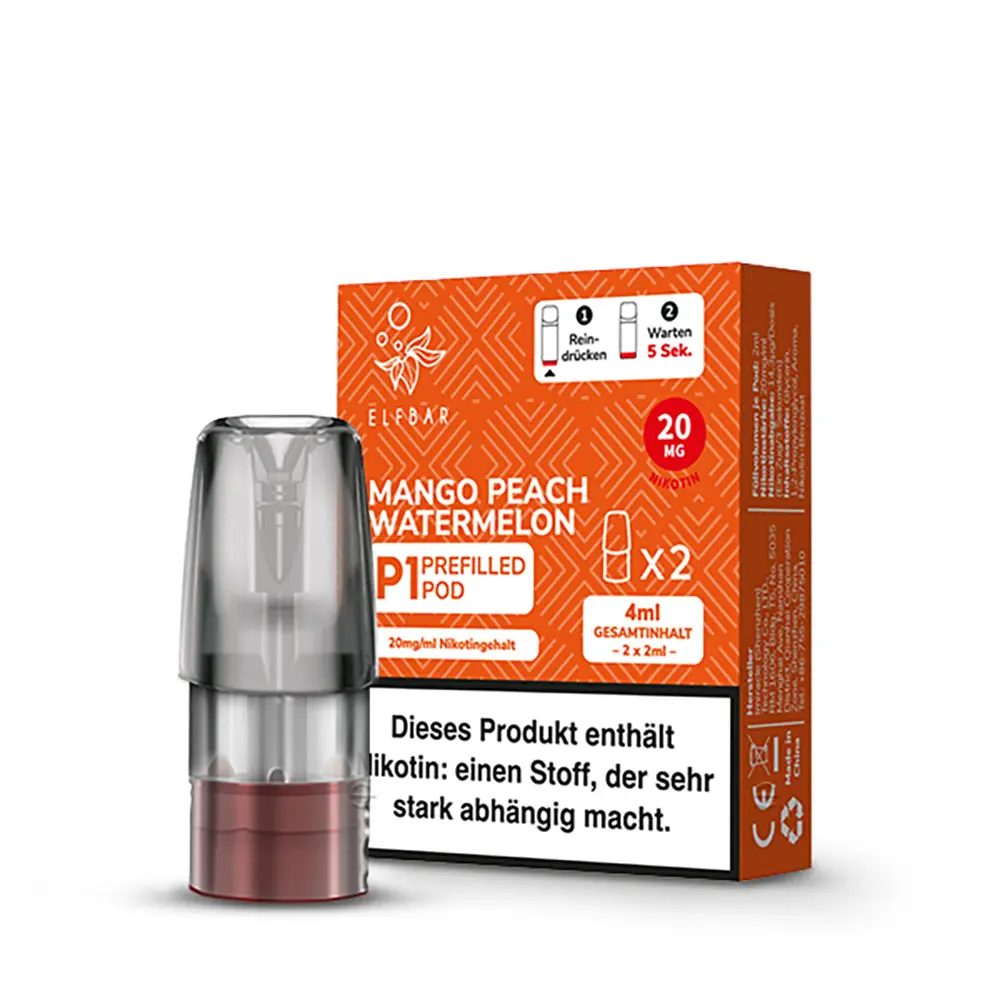 Elfbar Mate500 Einweg P1 Pod - Mango Peach Watermelon - 20mg Nikotinsalz 2ml 