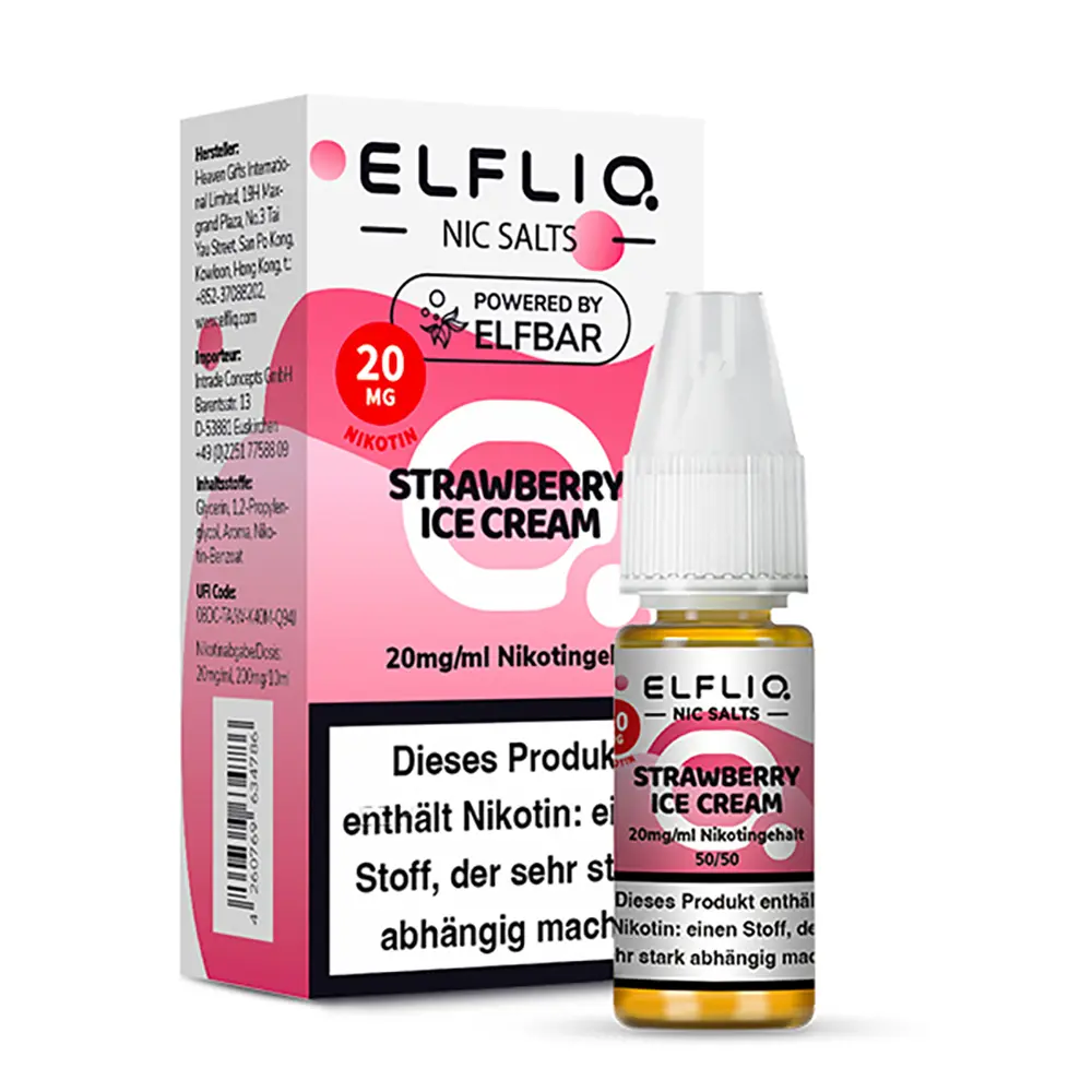 Elfliq by Elfbar Nikotinsalz - Strawberry Ice Cream - Liquid 20mg 10ml - 