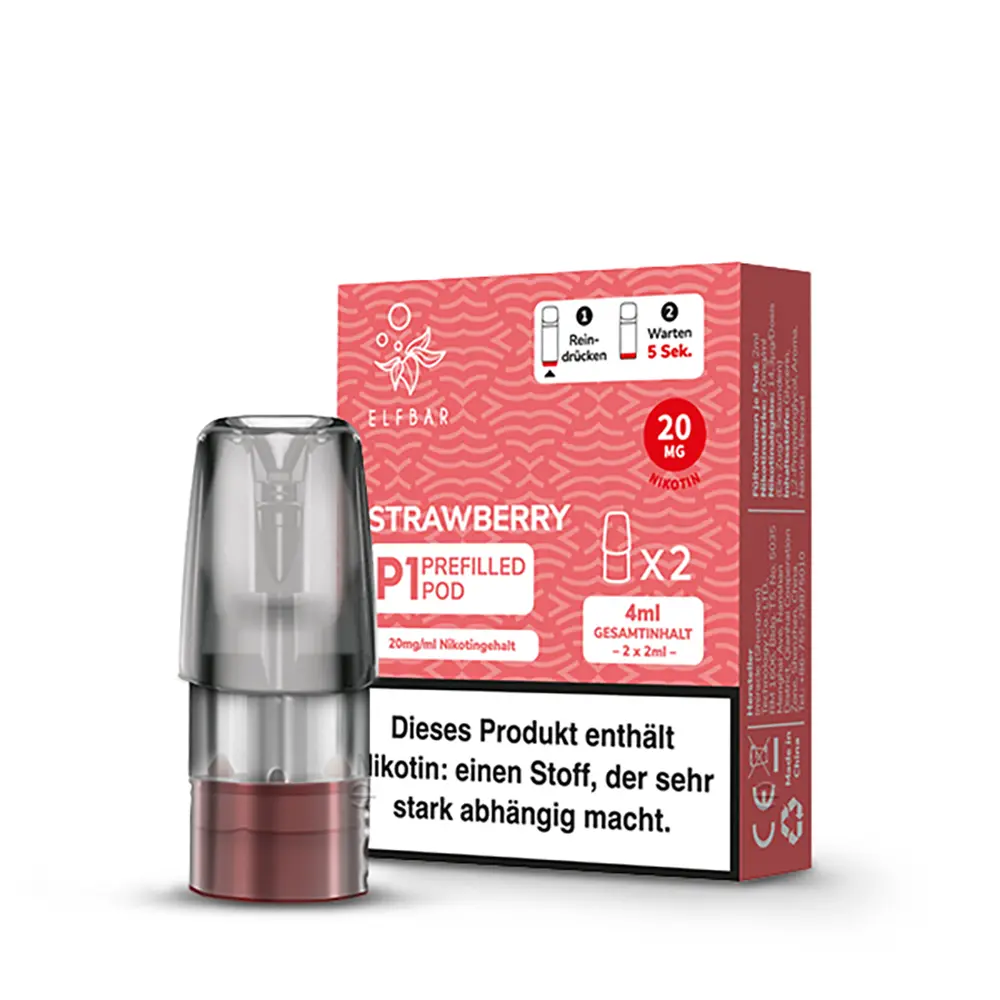 Elfbar Mate500 Einweg P1 Pod - Strawberry - 20mg Nikotinsalz 2ml 