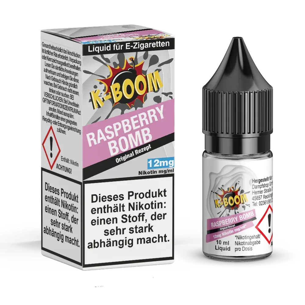 K-Boom Raspberry Bomb Liquid 12mg 10ml 