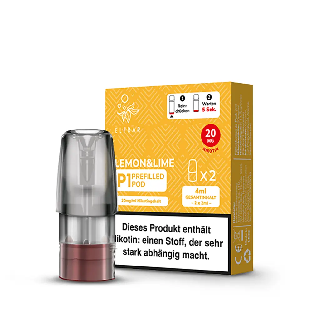 Elfbar Mate500 Einweg P1 Pod - Lemon & Lime - 20mg Nikotinsalz 2ml 