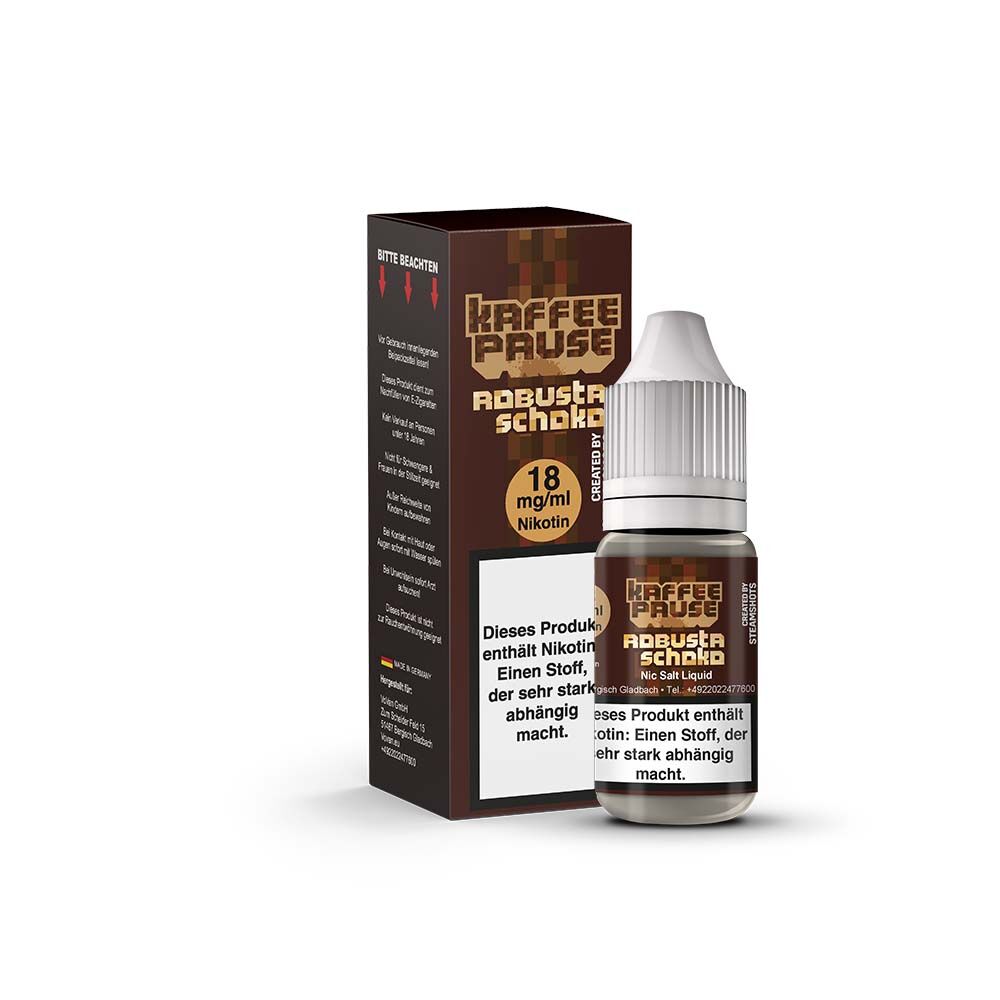 Kaffeepause Nikotinsalz Robusta Schoko Liquid 20mg 10ml by Steamshots 