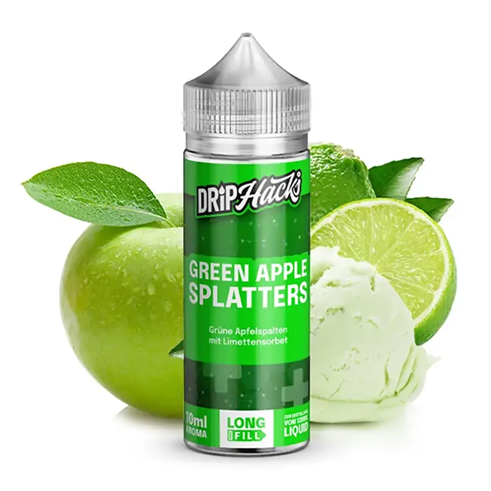 Drip Hacks Green Apple Splatters 10ml in 120ml Flasche 