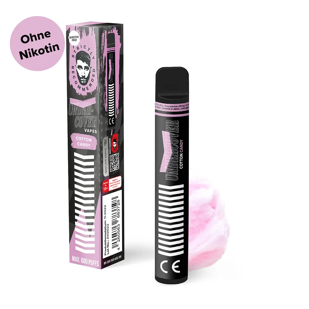 Undercover Vapes Cotton Candy 0mg Einweg E-Zigarette 