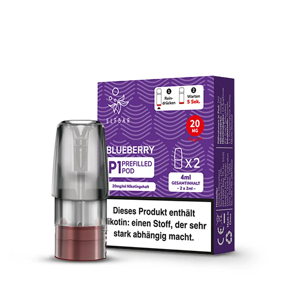 Elfbar Mate500 Einweg P1 Pod - Blueberry - 20mg Nikotinsalz 2ml 