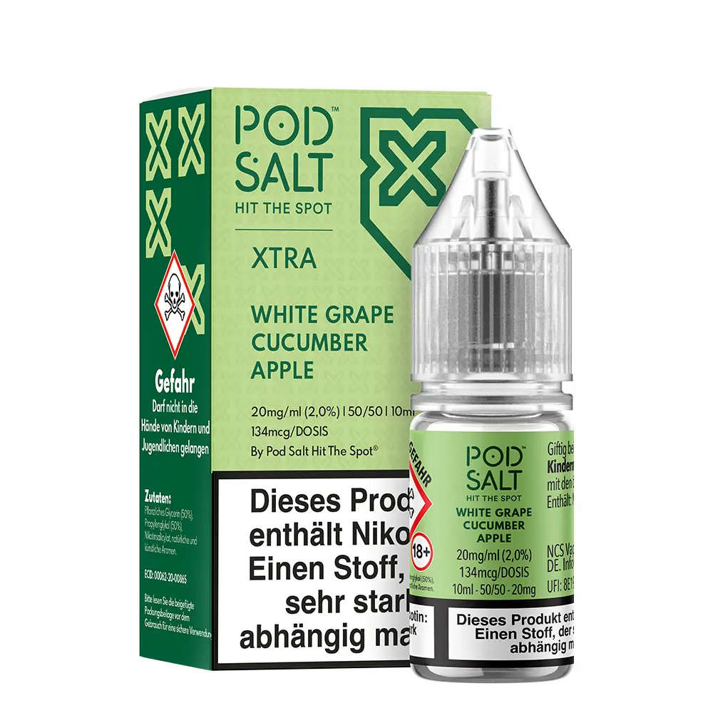 Pod Salt Xtra Nikotinsalz - White Grape Cucumber Apple - Liquid 20mg 10ml 