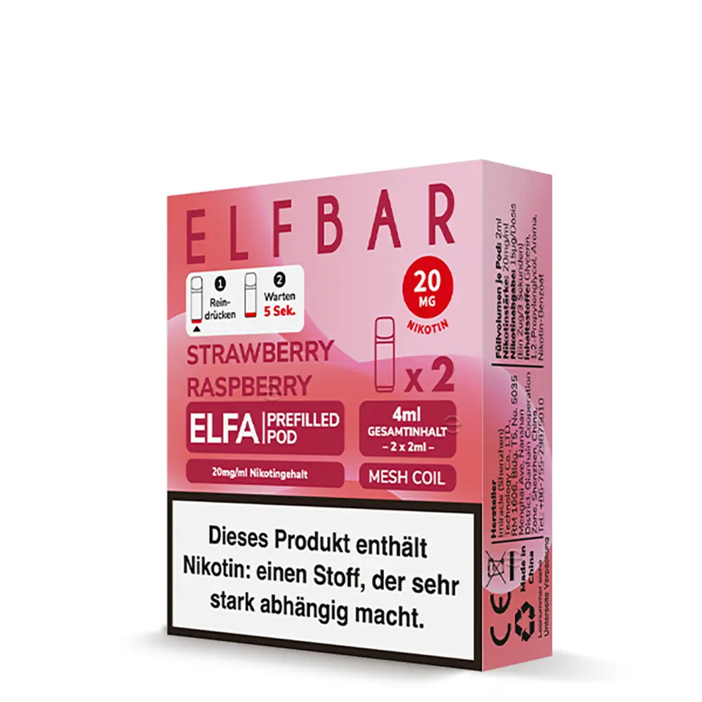 Elfbar Elfa Einweg Pod - Strawberry Raspberry - 20mg Nikotinsalz 2ml 