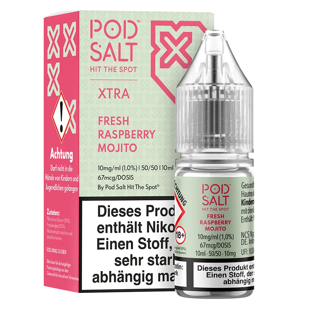 Pod Salt Xtra Fresh Raspberry Mojito - 10mg Nikotinsalz Liquid 10ml